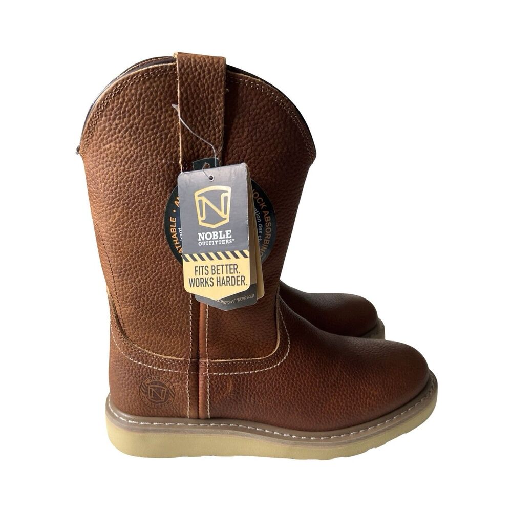 Noble Outfitters Mens All-Around Wellington 6" Brown Leather Work Boots NWT